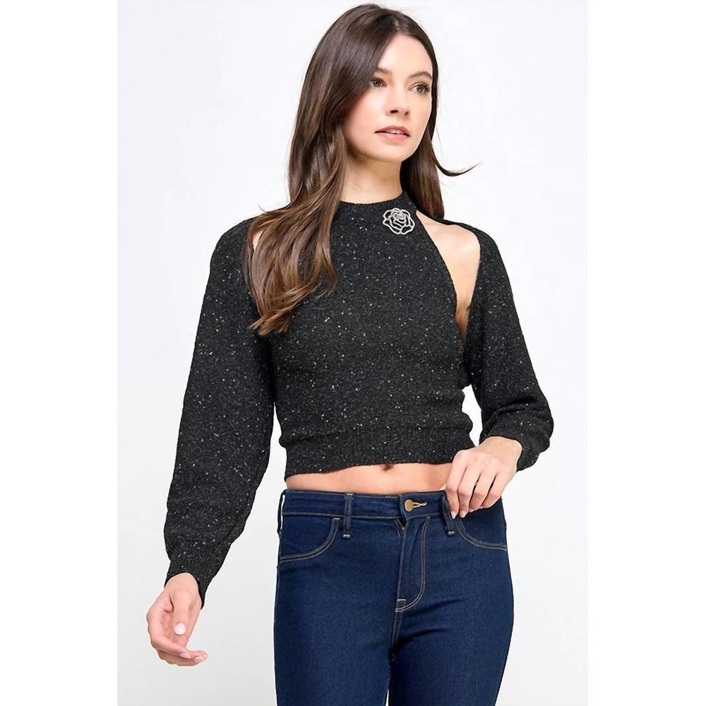 NEW PASTEL DESIGN halter & cardigan set top in black